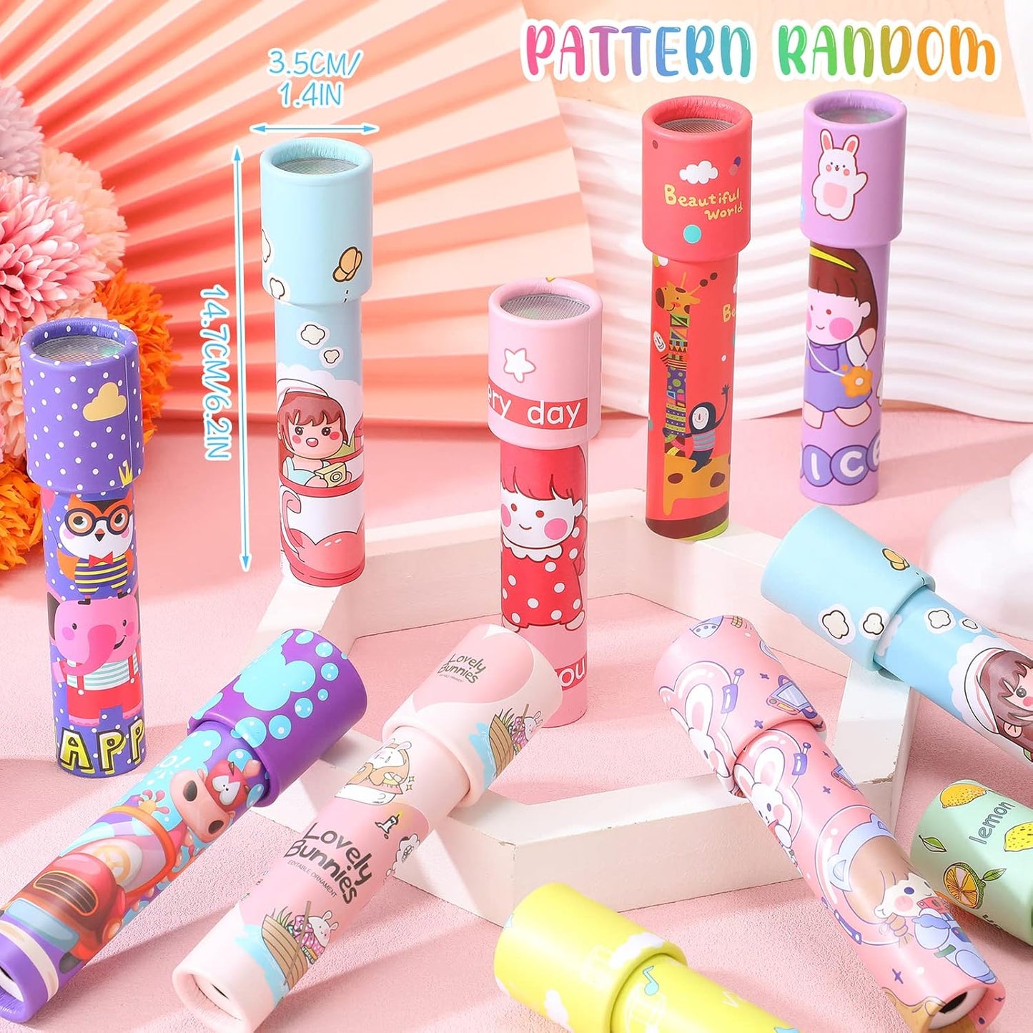 Chivao 20 Pcs Classic Kaleidoscopes Educational Toys for Party Favors Fun Kaleidoscope Toy for Stock Stuffers Bag Fillers Birthday Party School Classroom Prizes, Random Colors (Cute Style)