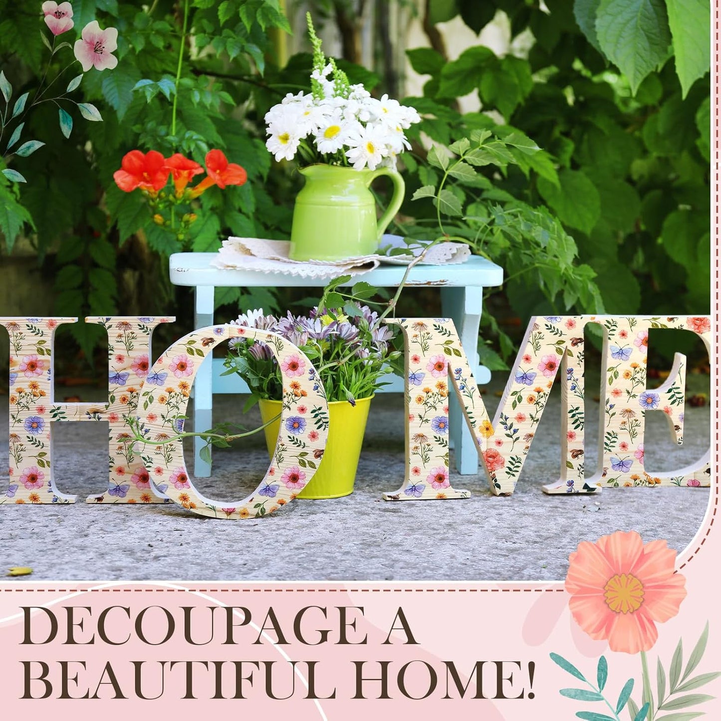 Crtiin 36 Pack 9 Styles Decoupage Napkins Assorted Floral Decorative Decoupage Napkins Chinoiserie Cocktail Paper for DIY Crafting Birthday Party, Each Unfolded 13 Inch(Rural Floral)