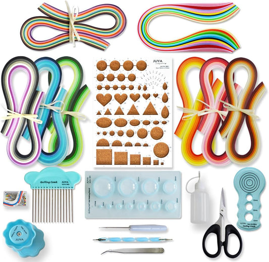 JUYA Paper Quilling Kit with Blue Tools 960 Strips Board Mould Crimper Coach Comb (Paper Width 3mm)