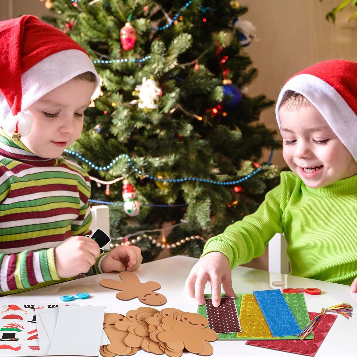 Fennoral 24 Pack Gingerbread Man Craft for Kids Make You Own Gingerbread Man Foam Stickers Ornament DIY Arts and Crafts for Kids Girls Boys Chirstmas Party Supplies Christmas Tree Decoration