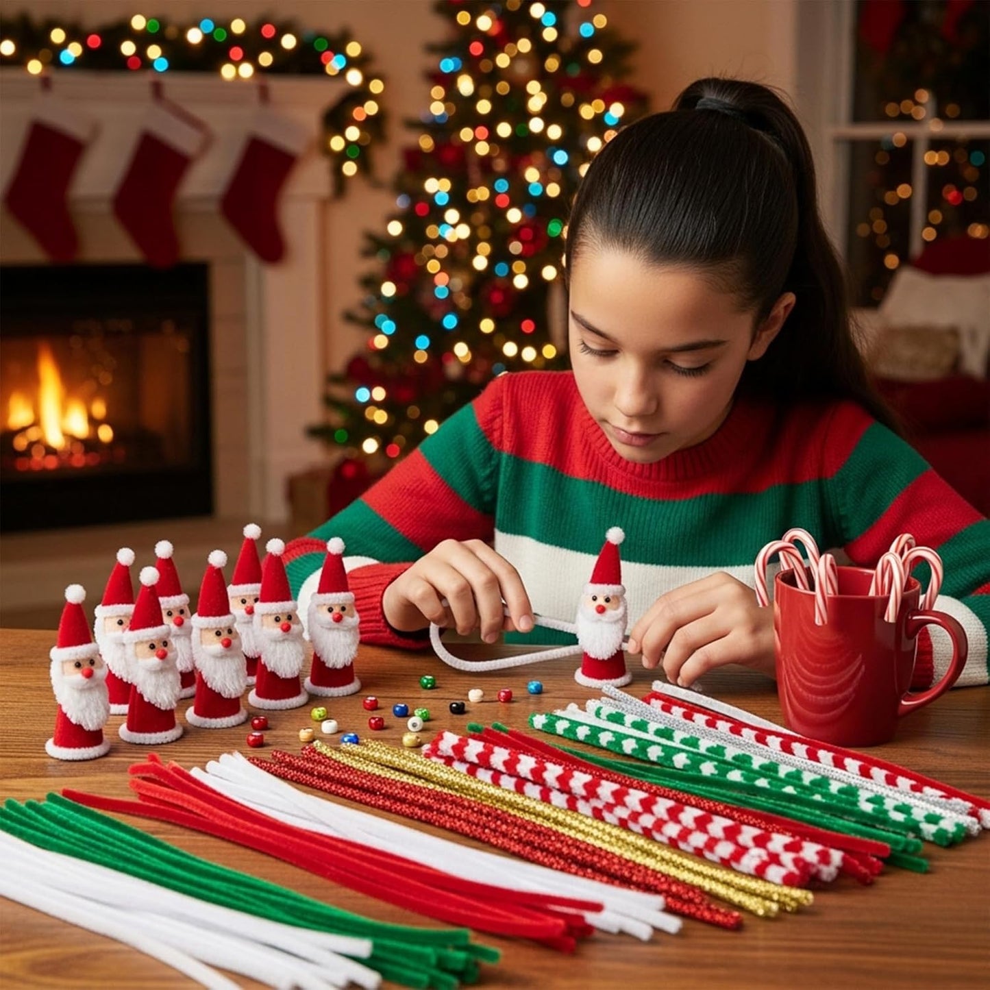 Caydo 500 Pieces Christmas Pipe Cleaners, Chenille Stems, Pipe Cleaner Crafts for DIY Art and Craft Projects Creative Gift Party Decorations