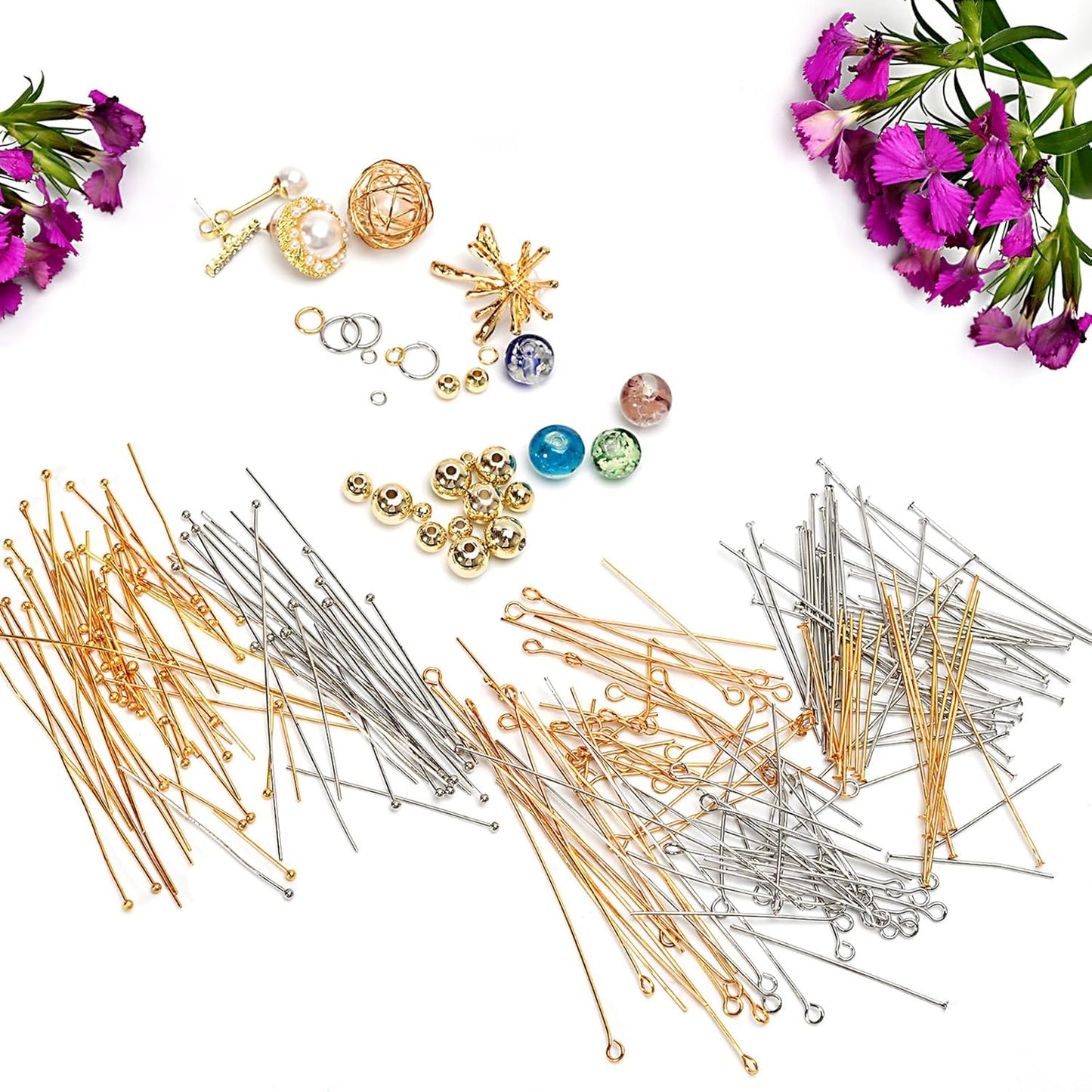 260pcs 18K Gold Filled Flat Head Pins Non Tarnish Craft Earring Bracelet Jewelry Making Accessories Supplies (20mm (0.78in, Gold-Flat Head Pin)