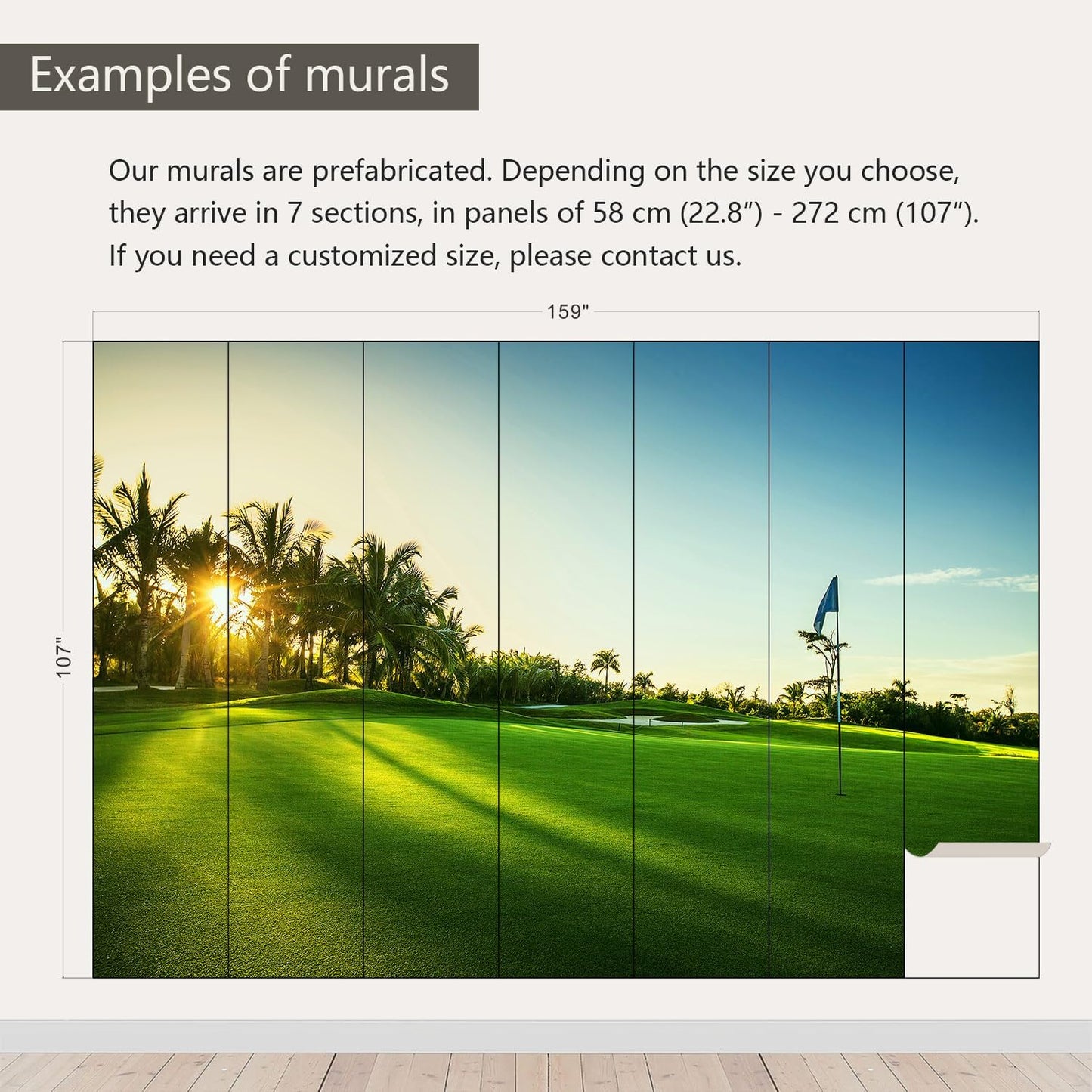 AFZEVEB-Green Golf Course Landscape Wallpaper Wall murals for Bedroom 159"x107"(Not Peel and Stick)