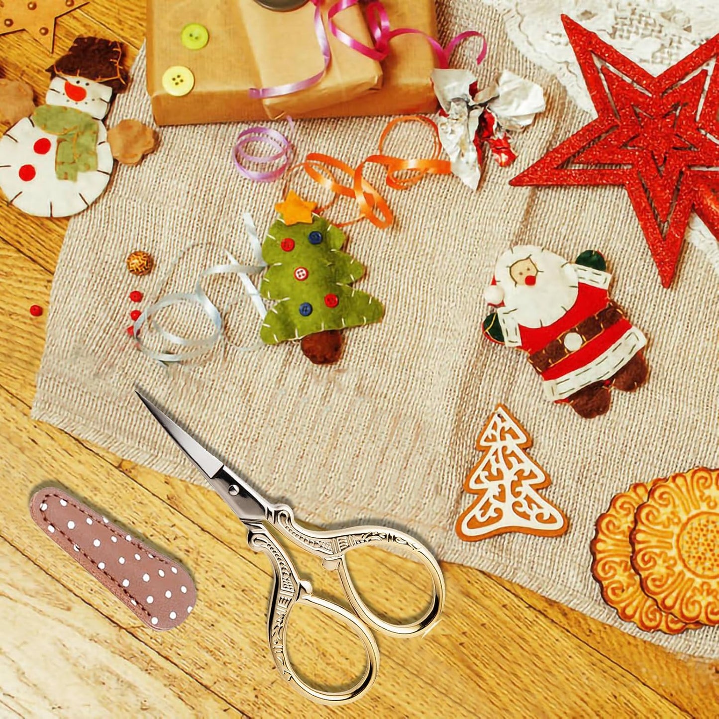 BIHRTC 3.6Inch Vintage Crochet Scissors - Small Embroidery Scissors with Stainless Steel Sharp Pointed Blades - Ideal for Sewing, Craft, DIY & Artwork DIY Tool