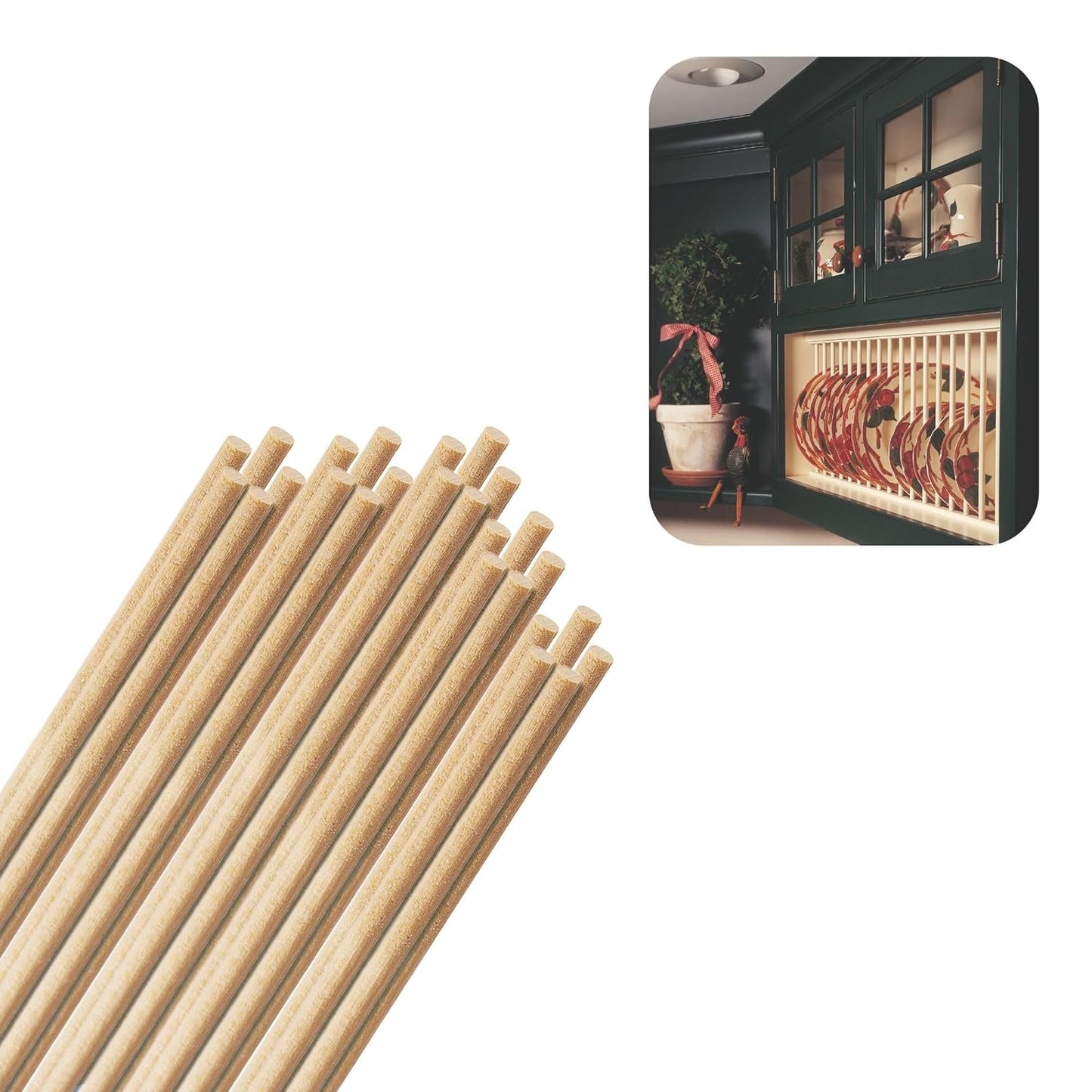 Birch Round Dowels (1/8" x 36", Pack of 25) | Variety of Diameters & Wood Species | Unfinished Wooden Dowel Rods for Crafts & DIY Home Projects | Curtain Rod, Macrame Supplies, Cake Pops, Flagpole
