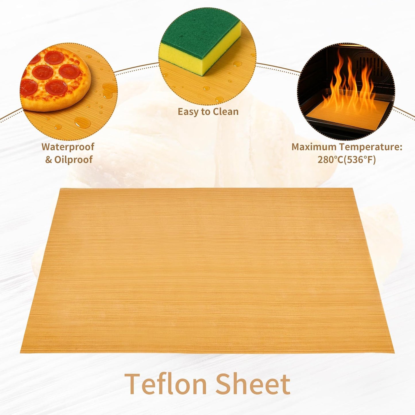 Teflon Sheets for Heat Press - 8 Pcs 16 in x 12 in Reusable and Non-Stick Teflon Paper with 8 Rolls Waterproof and Oilproof Heat Resistant Tape, No Residue with High Insulation for Printing