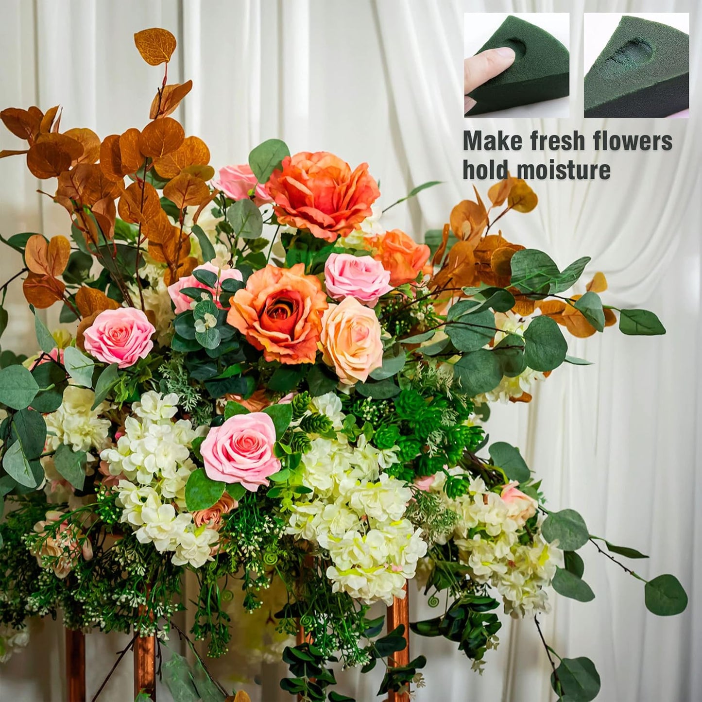 Max Shape Pack of 6 Large Size Floral Foam Blocks for Fresh and Artificial Flowers (9” L x 4” W), Wet Florist Foam Blocks for Wedding Holiday Decorations (6 Pack)