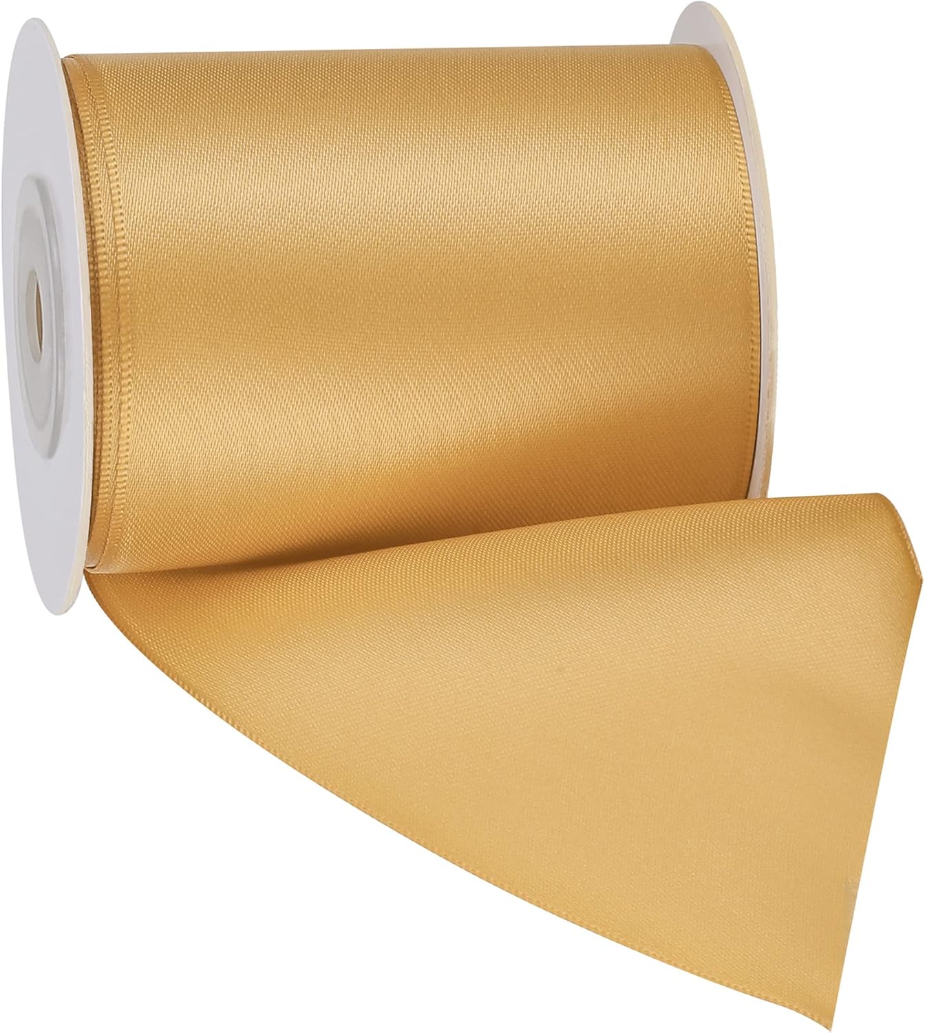 LIUYAXI Old Gold Double Face Satin Ribbon,3" X Continuous 10 Yards,Ribbons Perfect for Chair Sash Wedding Bouquet Sewing Party Decoration Bows Making