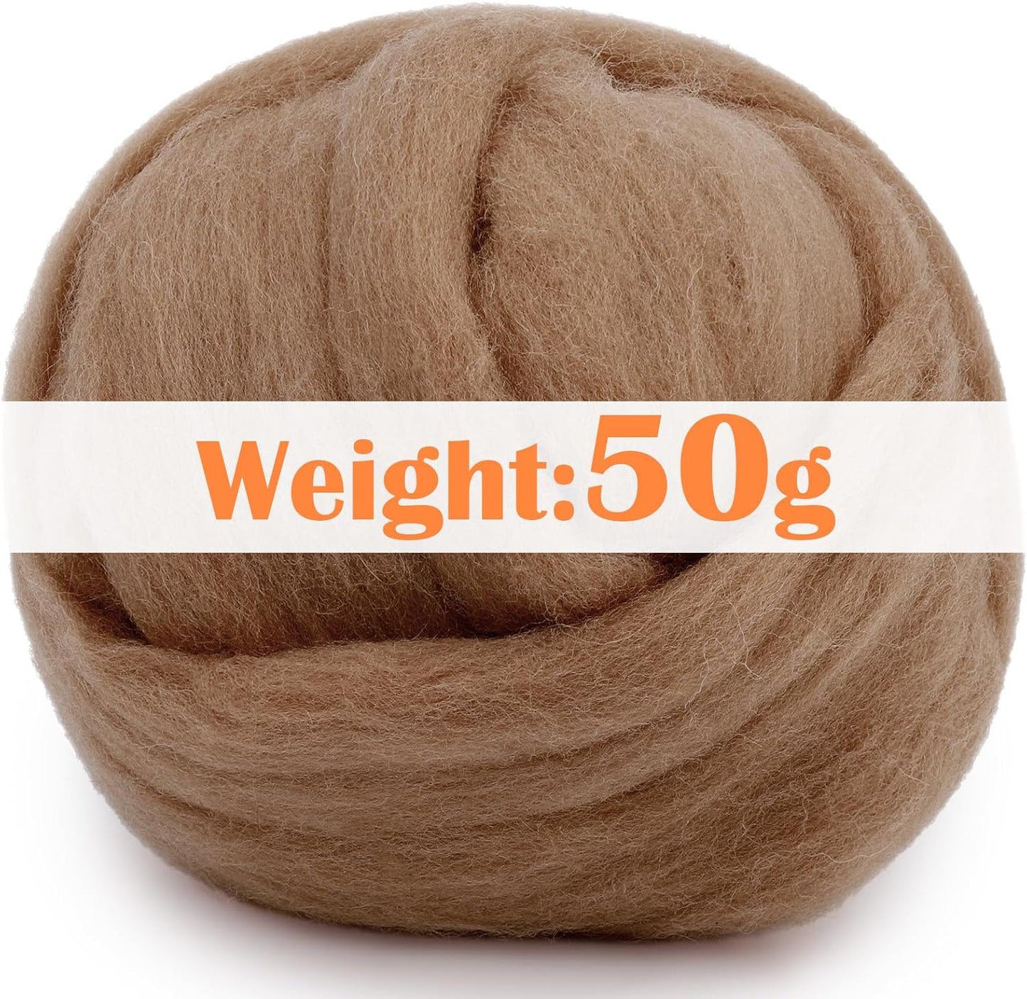 Mayboos Wool Roving Yarn, 1.76oz Colored Natural Wool Roving,Wool Felting Supplies Pure Wool Chunky Yarn for Wet Felting handcrafts and Spinning (Bright Brown Color)
