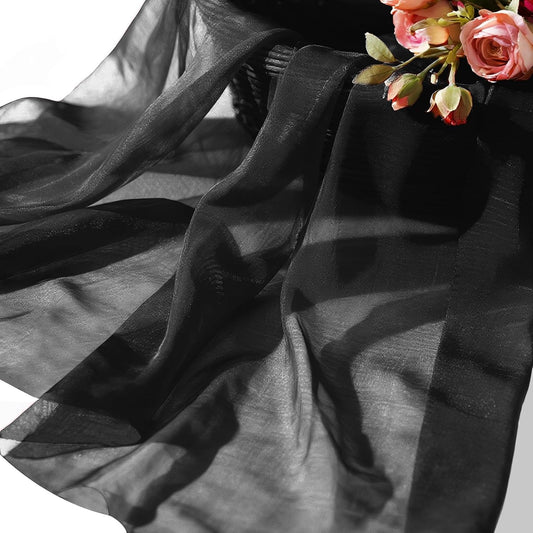 Organza Fabric by The Yard, 60 Inch Wide 3 Yards (9 ft) Long Sheer Fabric for DIY Sewing Projects Wedding Decorations Party Backdrops Curtains (Black)