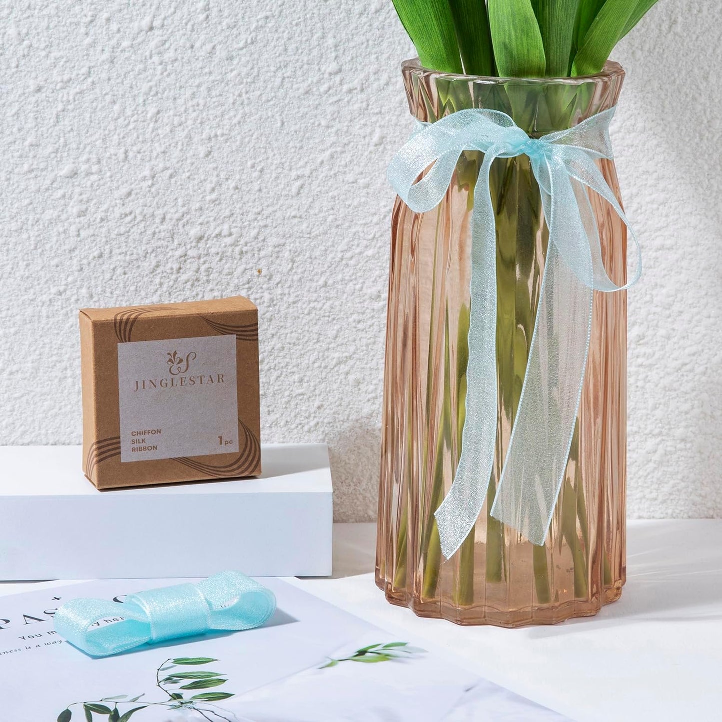 1 Inch Wide Sheer Chiffon Ribbon - Pearl Silk Woven Ribbon Suitable for Gift Wrapping, Wedding Decor, Home Decor, Girl Hair Accessories Handmade DIY (25 Yards/roll) (Tiffney Blue)