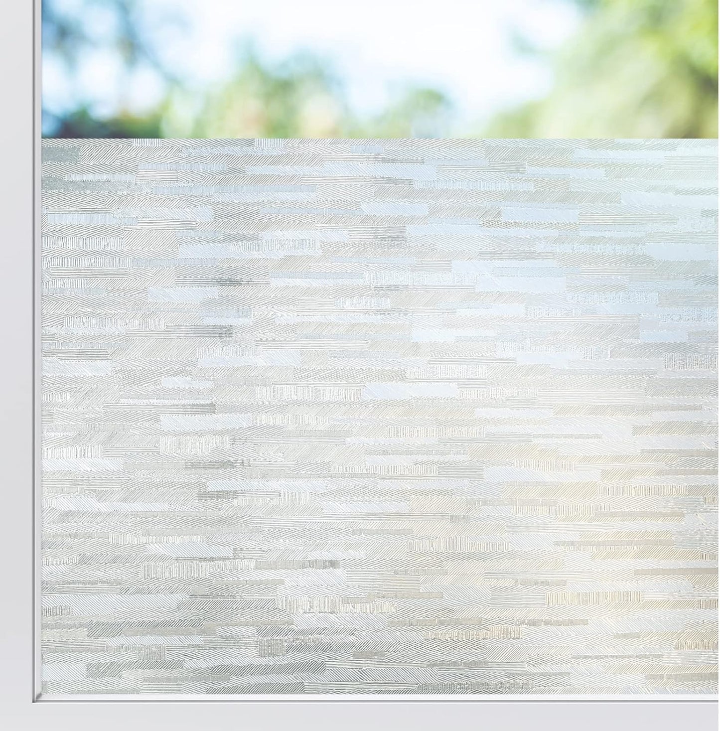 rabbitgoo Window Privacy Film, No Glue Frosted Glass Film, Static Cling UV Blocking Non Adhesive Reusable Heat Control Window Vinyl Clings for Home, Office, Frosted Silk, 23.6 x 118.1 Inches