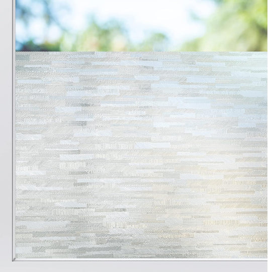 rabbitgoo Window Privacy Film, No Glue Frosted Glass Film, Static Cling UV Blocking Non Adhesive Reusable Heat Control Window Vinyl Clings for Home, Office, Frosted Silk, 29.5 x 118.1 Inches