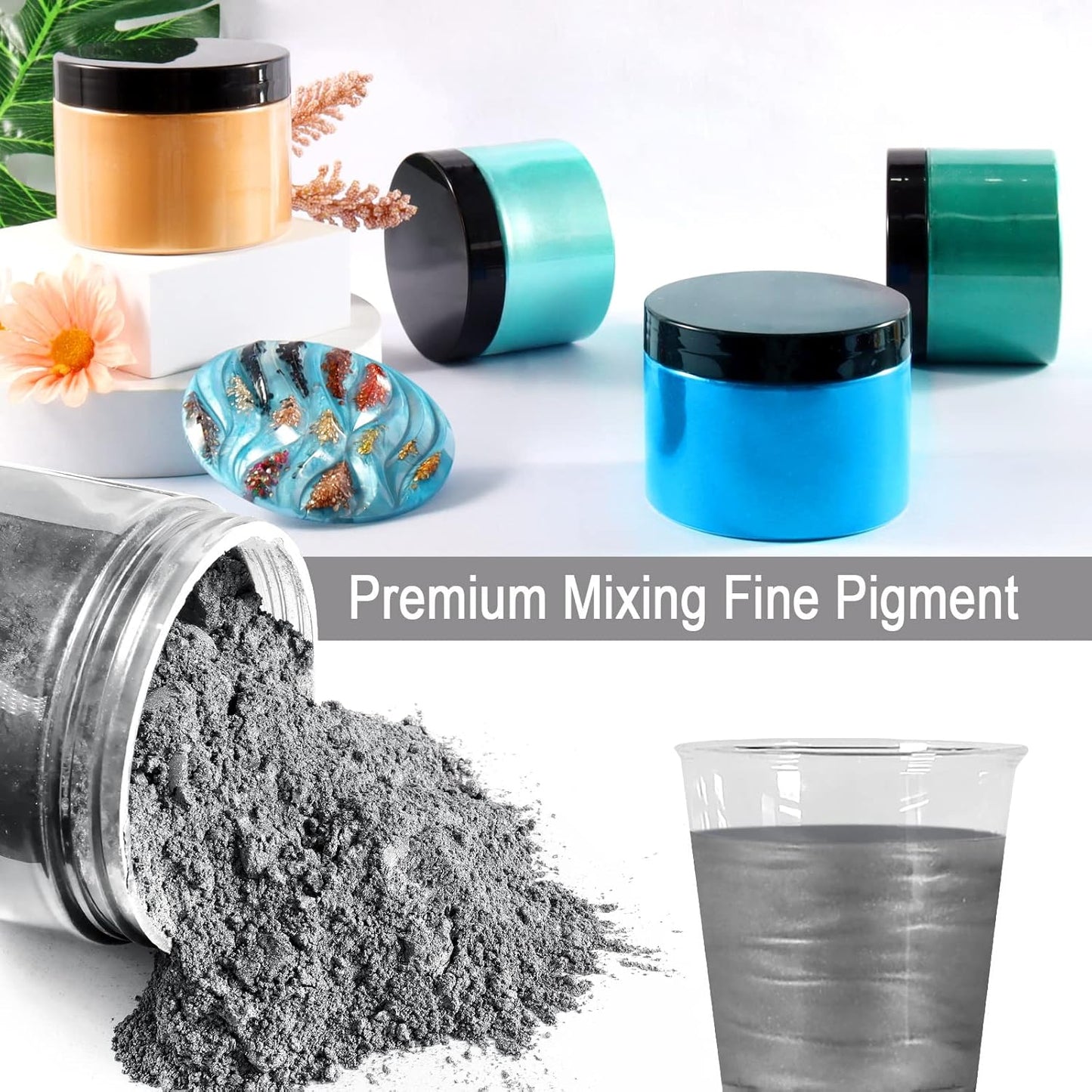 Ceya Mica Powder, 5.3oz/ 150g Grey Pearlescent Effect Colorant Pigment Powder for Epoxy Resin, Tumblers, Slime Bath Bomb, Soap Dye, Slime, Candle Making, Resin Crafting, Paint, Jewelry, Nail Polish