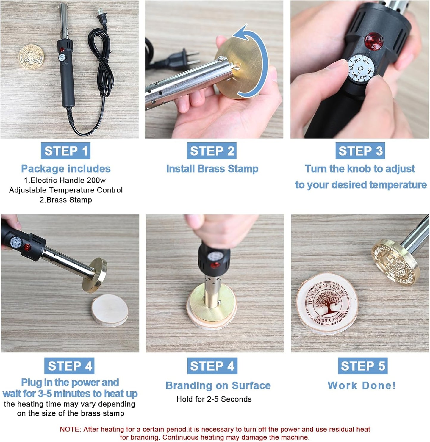 Custom Electric Branding Iron for Wood, Adjustable Temperature Wood Branding irons Personalized Wood Burning Letter Stamp for Leather Woodworking Tool, Handcraft & Wedding Gifts(3Inches)