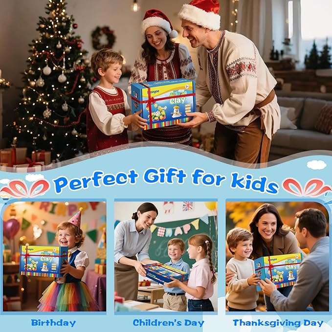 Air Dry Clay, 50 Colors DIY Molding Magic Clay for Kids, Soft & Non-Sticky, Creative DIY School Arts & Crafts Kit, Home Party Favors, Toys Gifts for Age 3 4 5 6 7 8+ Years Old Boys Girls Kids