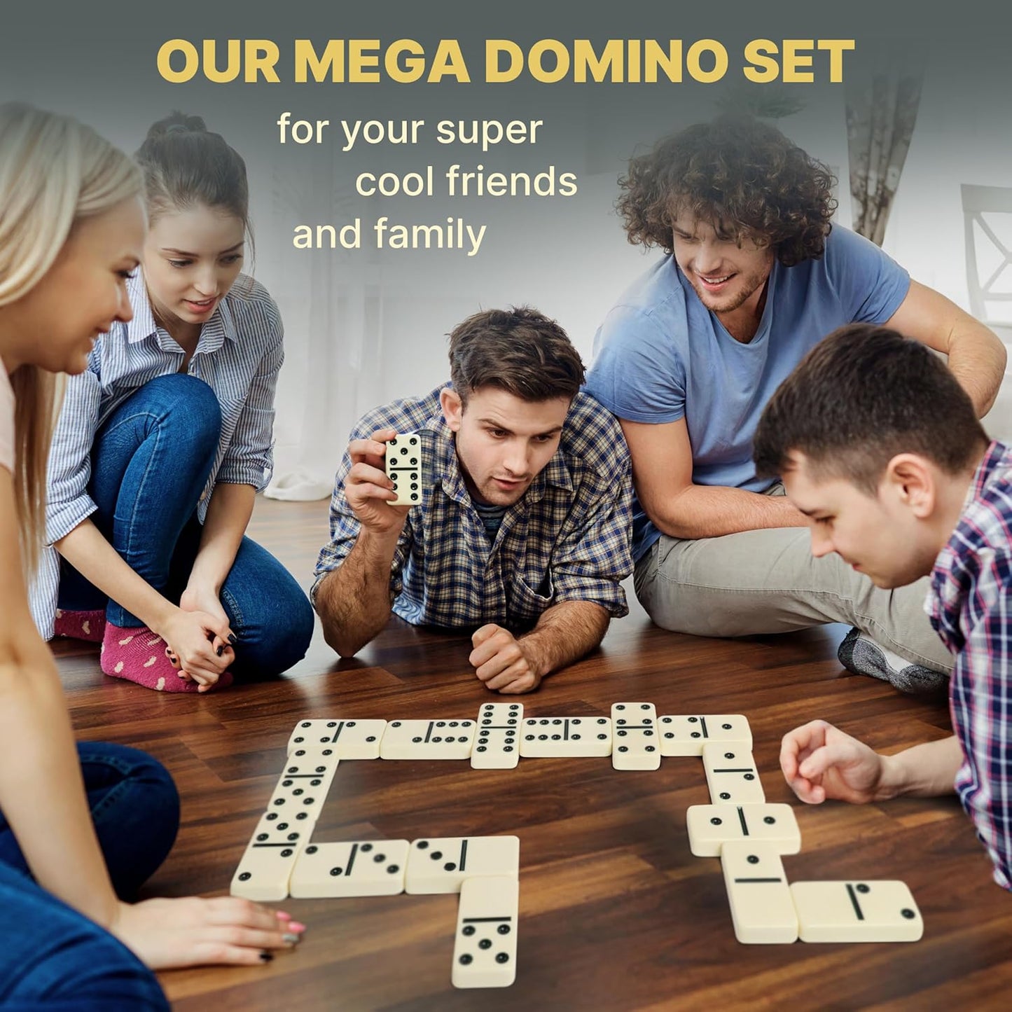 Mega Large 3" Dominoes Set for Adults and Kids – Dominoes Double 6 Classic Board Games – Double Six Domino Set with 28 Tiles and Gift Case, Juegos de Mesa (MEGA)