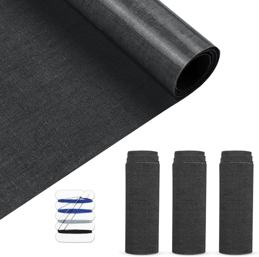 HTVRONT Iron on Patches for Clothing Repair 4 Rolls - Denim Patches for Jeans Kit 4" by 20", 4 Rolls of Iron On Denim Patches for Jeans Inside & Clothing Repair (Black)