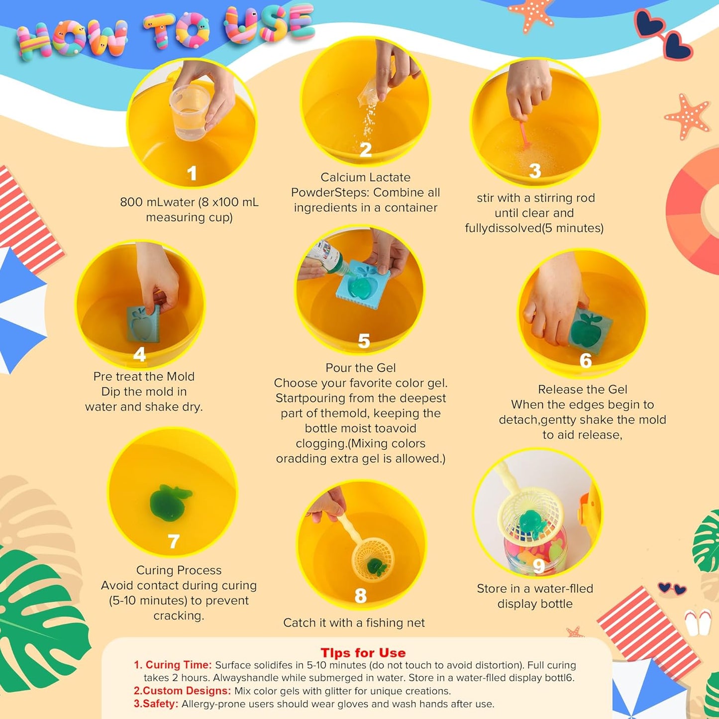 ARTPAR Water Elf Magic Gel Kit - 20 Colorful Gels + 16 Fantasy Molds - Non-Toxic Sensory Toys for Kids - Creative Arts & Crafts Project - Birthday Gifts for 5 6 7 8 9 10 Year Old Girls Boys