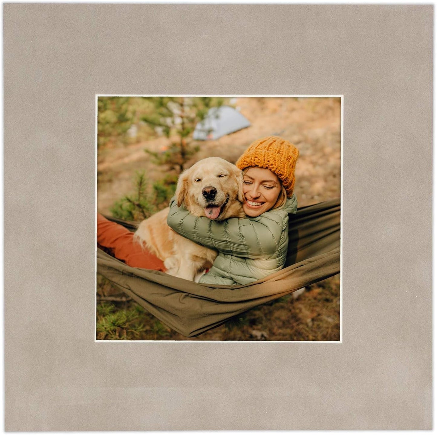 8x10 Mat Bevel Cut for 5.5x8.5 Photos - Acid Free Light Grey Suede Precut Matboard With Backing Board and Crystal Clear, Self Seal Photo Mat Bag - For Pictures, Photos, Framing - 4-ply Thickness