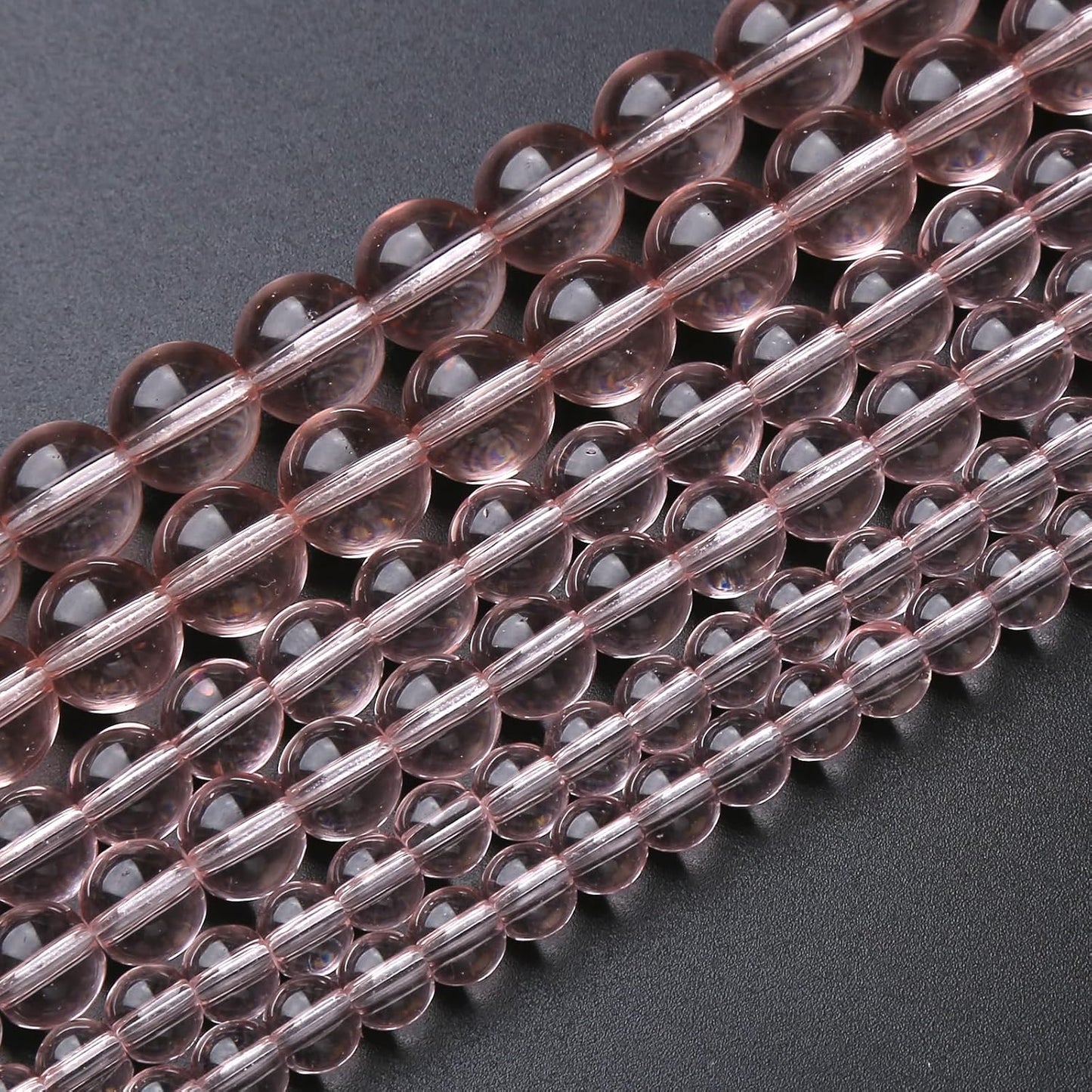 36pcs 10mm Pink Crystal Glass Beads Round Loose Spacer Beads for Jewelry Making DIY Bracelet Necklace Healing Power Stone Beads (Pink Crystal Glass, 10mm)