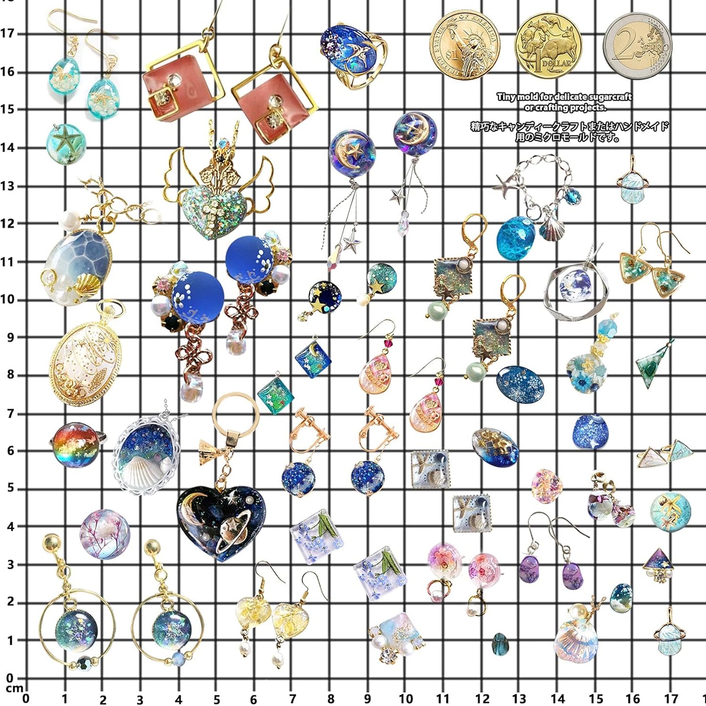 FUNSHOWCASE Cabochon Gem Silicone Mold 2 Trays for Resin Casting Jewelry Making