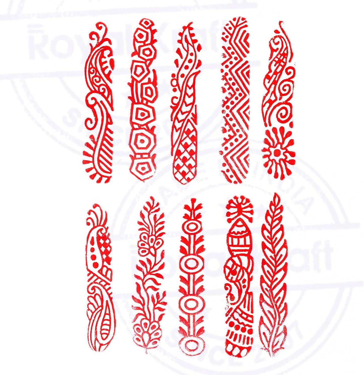 Royal Kraft Textile Wooden Blocks Innovative Border Design Printing Stamps (Set of 10) Htag2160