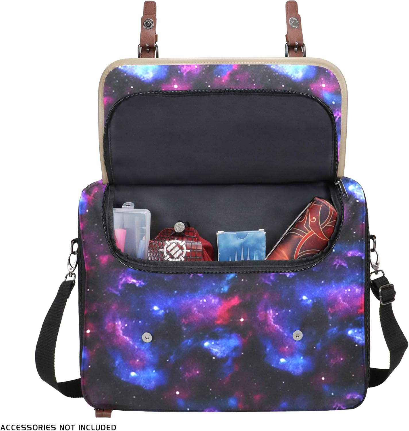 ENHANCE Designer Edition TCG Bag - MTG Shoulder Bag with Customizable Dividers & Accessory Pocket for Deck Boxes, Dice - Card Storage Compatible with Magic the Gathering, Lorcana (Galaxy)