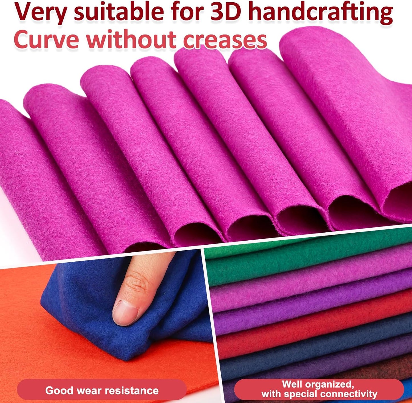 XSEINO 12 Rolls 8"x35" 1.4mm Thick Soft Felt Fabric Sheet 12 Assorted Dark Series Colors Felt Pack for DIY Craft Sewing Squares Nonwoven Patchwork