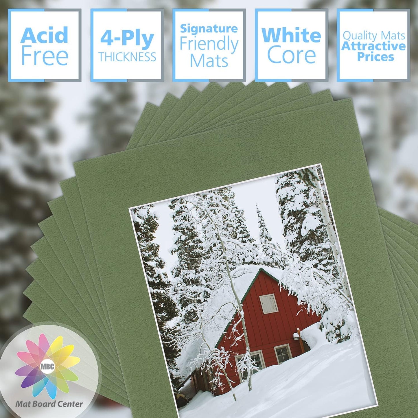 Mat Board Center, Pack of 10, 11x14 for 8x10 Rock Garden Color Mats - Acid Free, 4-ply Thickness, White Core - for Pictures, Photos, Framing