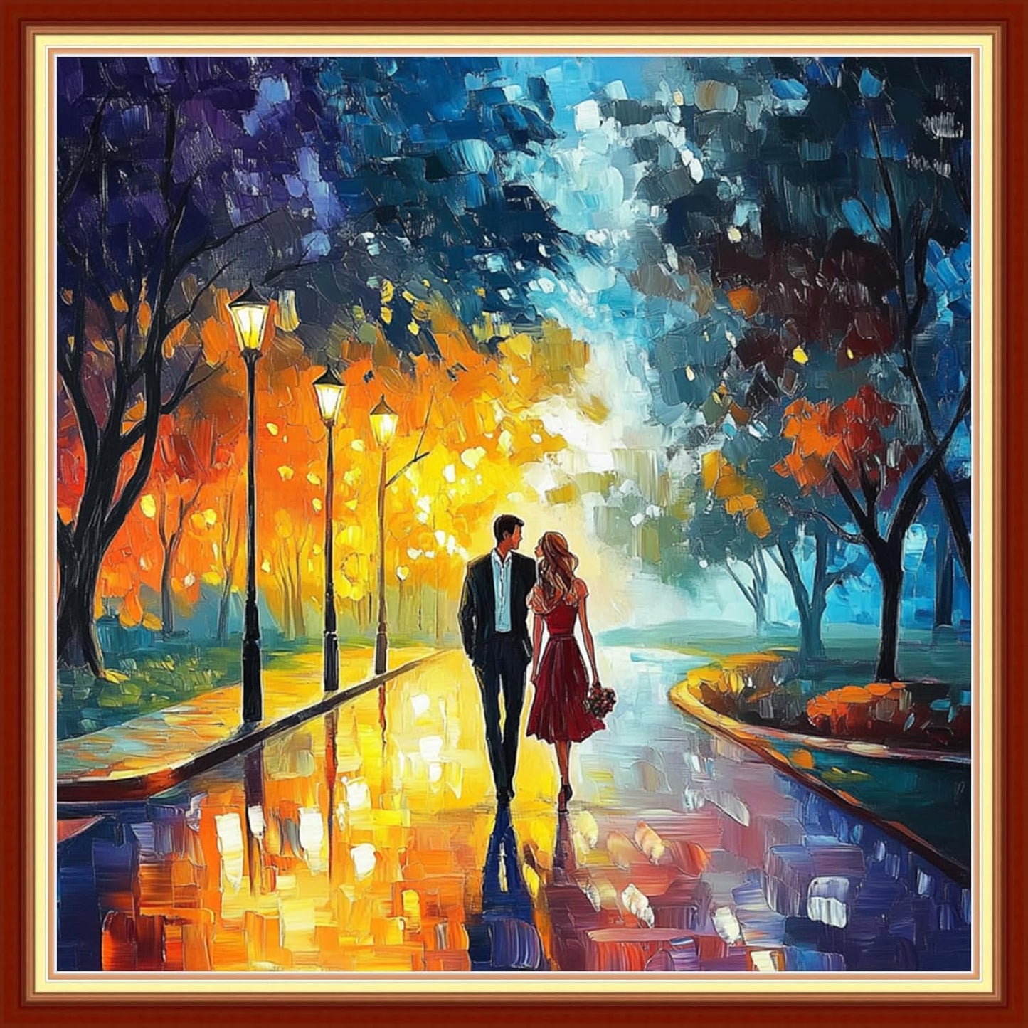 Joyhoor Cross Stitch Kits for Beginners Stamped Cross-Stitch Supplies Needlework preprint Embroidery Kits for Adults DIY Needlepoint Kits Embroidery Patterns 11CT-Romantic Couple 18x18 inchs