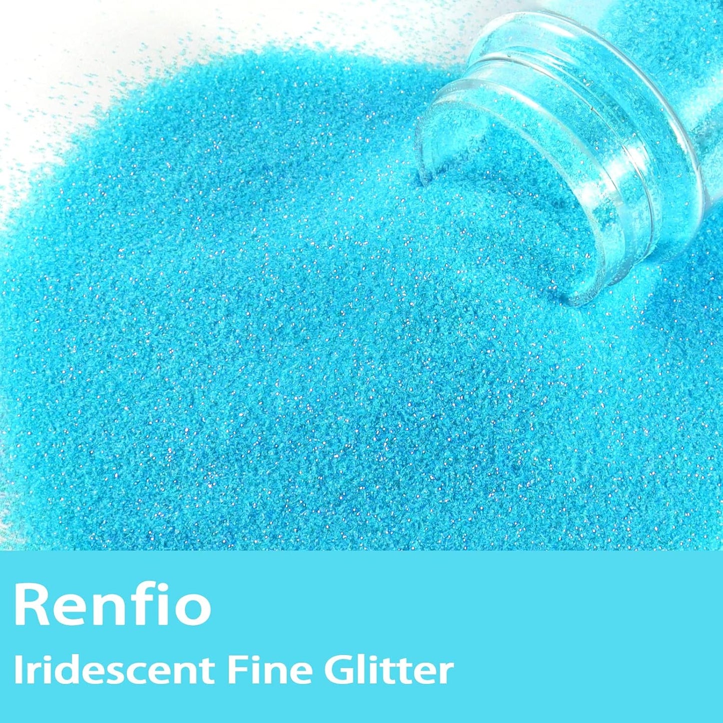 Renfio Iridescent Ultra Fine Glitter Powder Resin Supplies Glitters 1.94 Oz (55g) PET Flake Crafts Sequins 1/128" 0.008" 0.2mm Epoxy Chips Flakes for Tumblers Slime Olympic Decorations - Dream Blue
