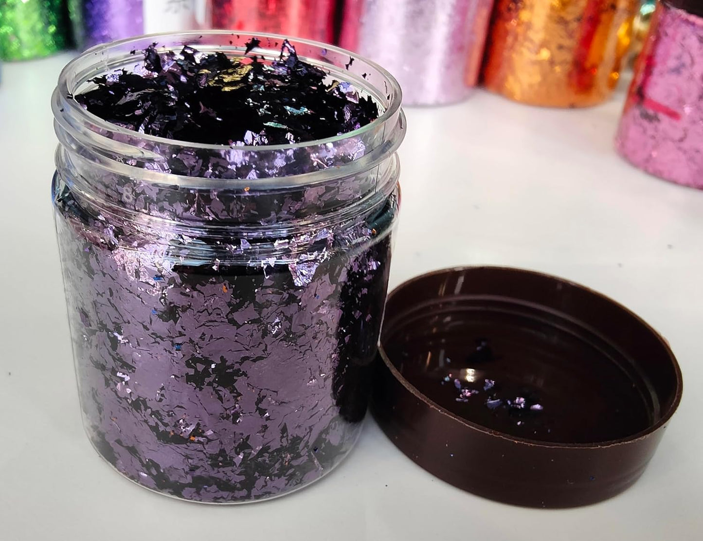 Gilding Flakes,Gold Foil Flakes for Resin,Blue Red Purple Pink Metallic Foil Flakes for Resin Jewelry Making,Nails,Painting Art,Crafts and Slime (Dark Purple)