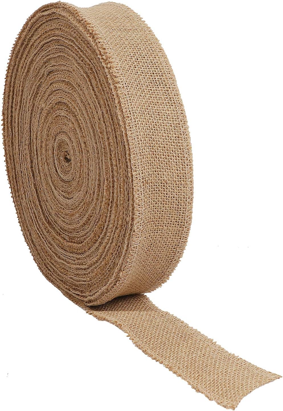 KINJOEK 1 Inch Wide 54 Yards Burlap Ribbon, Natural Jute Fabric Ribbon Crafts Ribbon for Christmas Wedding Gifts Burlap Fabric DIY for Decoration