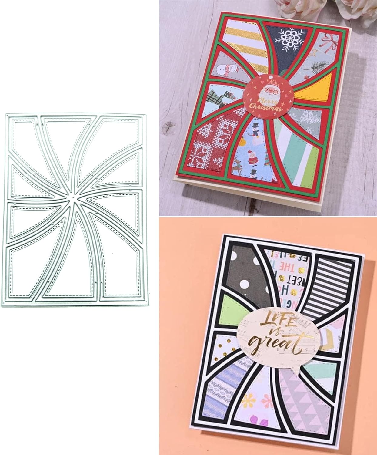 Mvchifay Cutting Dies for Card Making Metal Die-Cuts Scrapbooking Tool Hollow Frame DIY Craft Punch Template Embossing for Paper Album Decor (Whirl Frame-14x10cm)