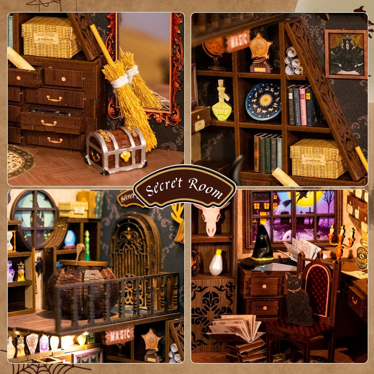 CUTEBEE Book Nook Kit, DIY Booknook Miniature House Tiny House 3D Wooden Puzzle Dollhouse Kit for Adults and Teens, Bookshelf Insert Decor, DIY Craft Gift Model Build