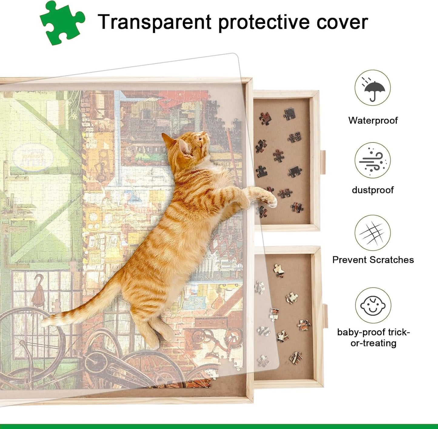 ALL4JIG 1500 Piece Rotating Puzzle Board with Drawers and Cover,25"x34"Portable Wooden Jigsaw Puzzle Table for Adults Portable,Lazy Susan Spinning Puzzle Boards Birthday Gift for mom