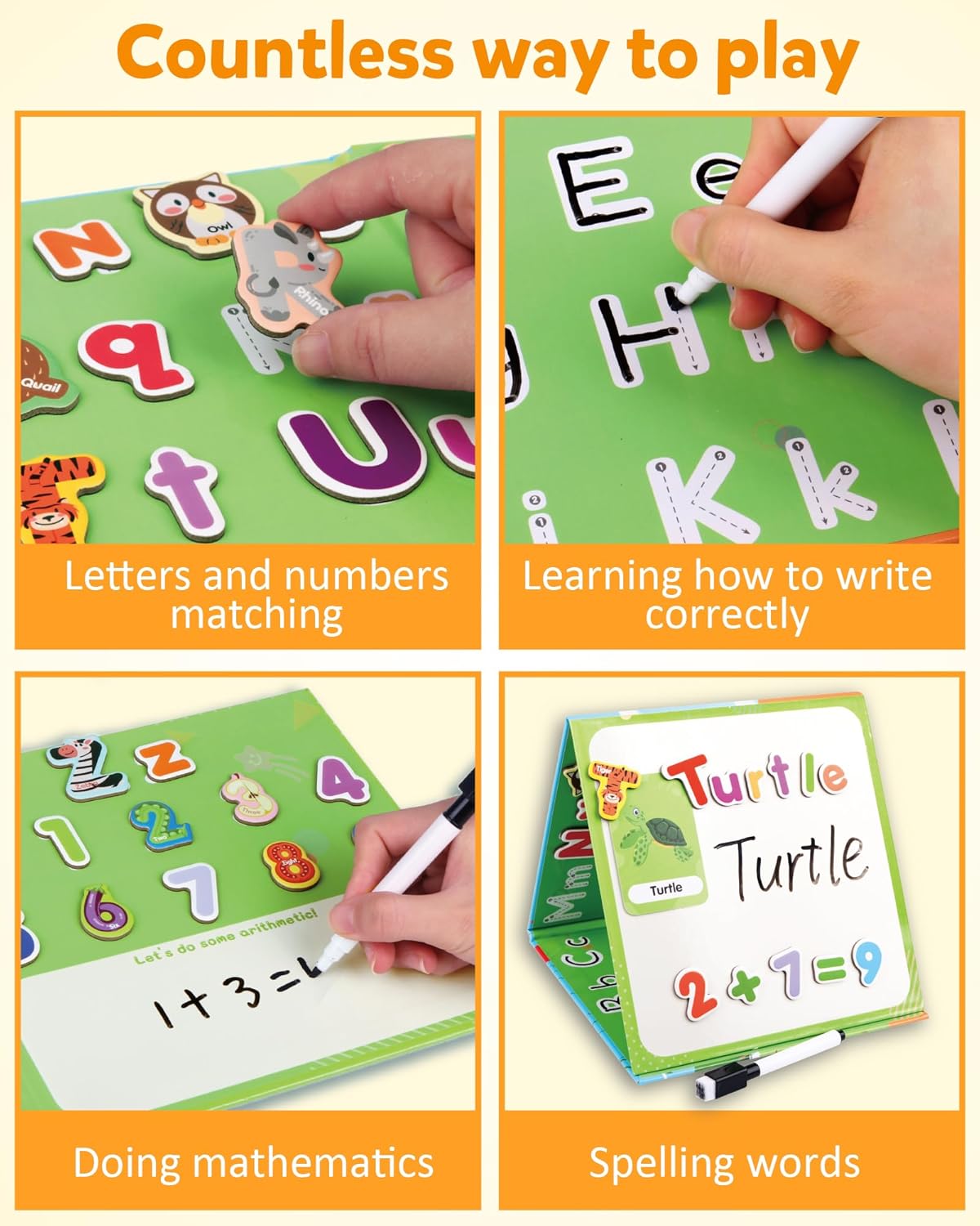 Coogam Magnetic Letters and Numbers, 36 Animal & Fruit Fridge Magnets, Uppercase Lowercase Alphabet Number Matching Game, Educational Spelling Learning Flashcards Toy Gift for 3 4 5 Years Old Kids