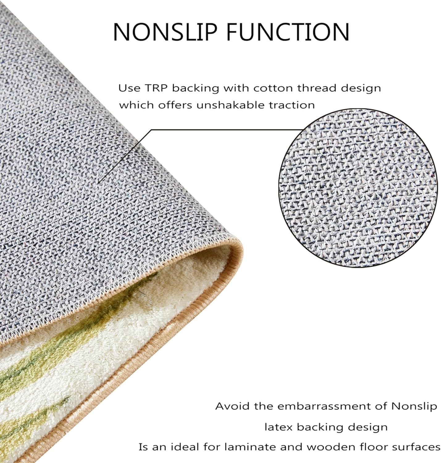 RoomTalks Boho Green Cute Bathroom Rugs Bath Mat Non Slip Washable, Modern Abstract Geometric Shape with Tropical Leaves 2x3 Small Area Rug for Bedroom Kitchen Entryway Indoor Doormat Stain Resistant