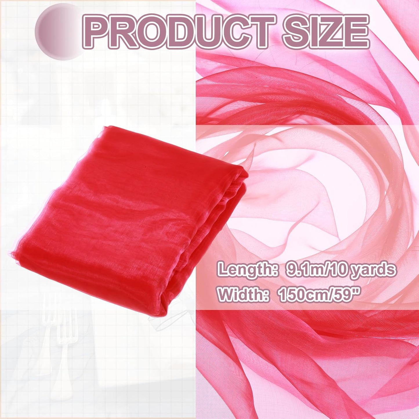 MECCANIXITY Iridescent Sheer Organza Fabric, 10 Yards x 59 Inches Solid Holographic Shiny Fabric Organza Cloth for Wedding, Curtains, Costume, Photo Background, Gradient Dark Red Yellow