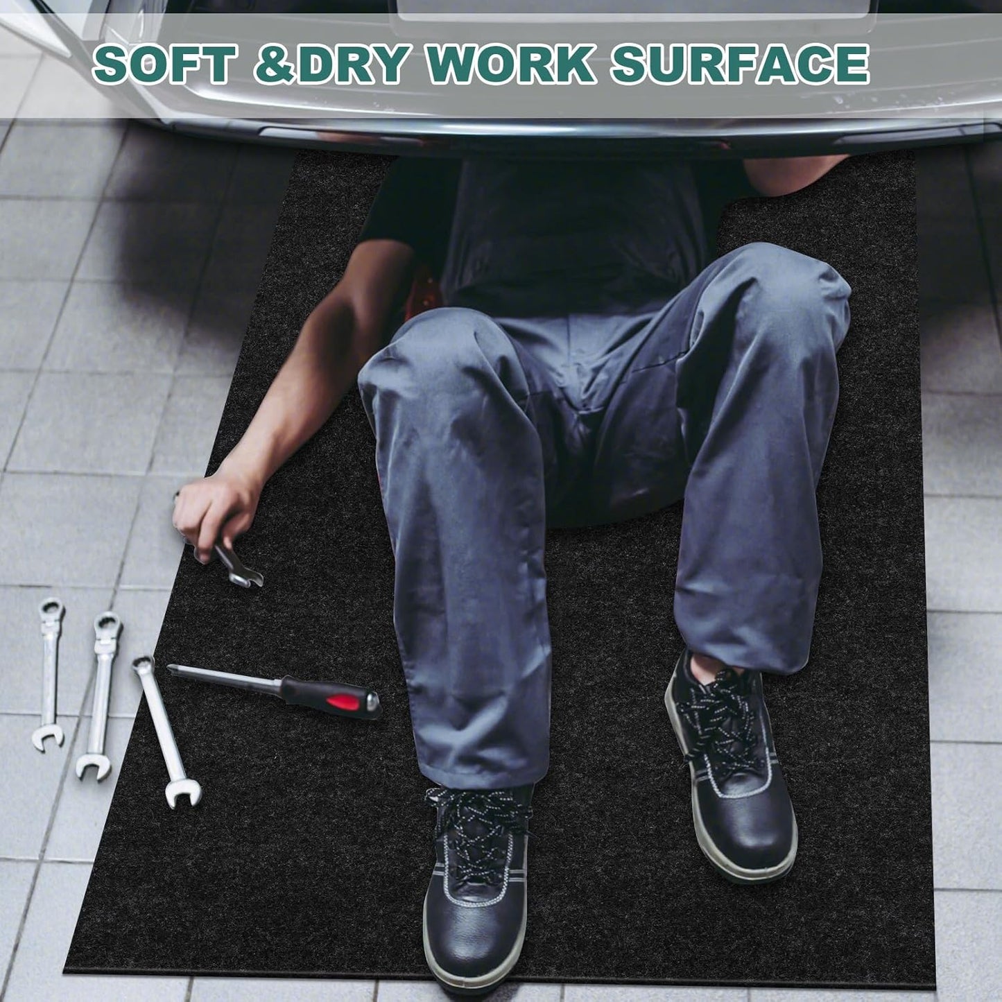 Heavy Duty 36" x 60" Oil Drip Mat for Garage Driveway, Reusable Rubber Floor Oil Spill Leak Absorbent Pads for Motorcycle Car Oil Leak Stain Resistant