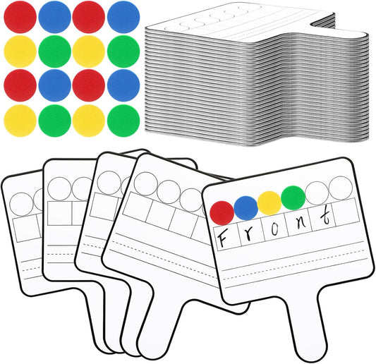 Seajan 9 Pcs Magnetic Paddle Set Education Dry Erase Double Side Handheld Answer Board with Magnetic Counters Discs Phonemic Awareness Phonics Games Toy for Students Kids Teaching Supply (Black)