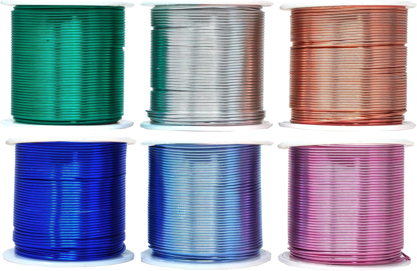 Mandala Crafts 18 Gauge Anodized Aluminum Craft Wire for Jewelry Making - 450 FT Colored Flexible Silver Copper True Blue Pink Ice Blue Green Wire - Bendable for Bonsai Armature Crafting Sculpting