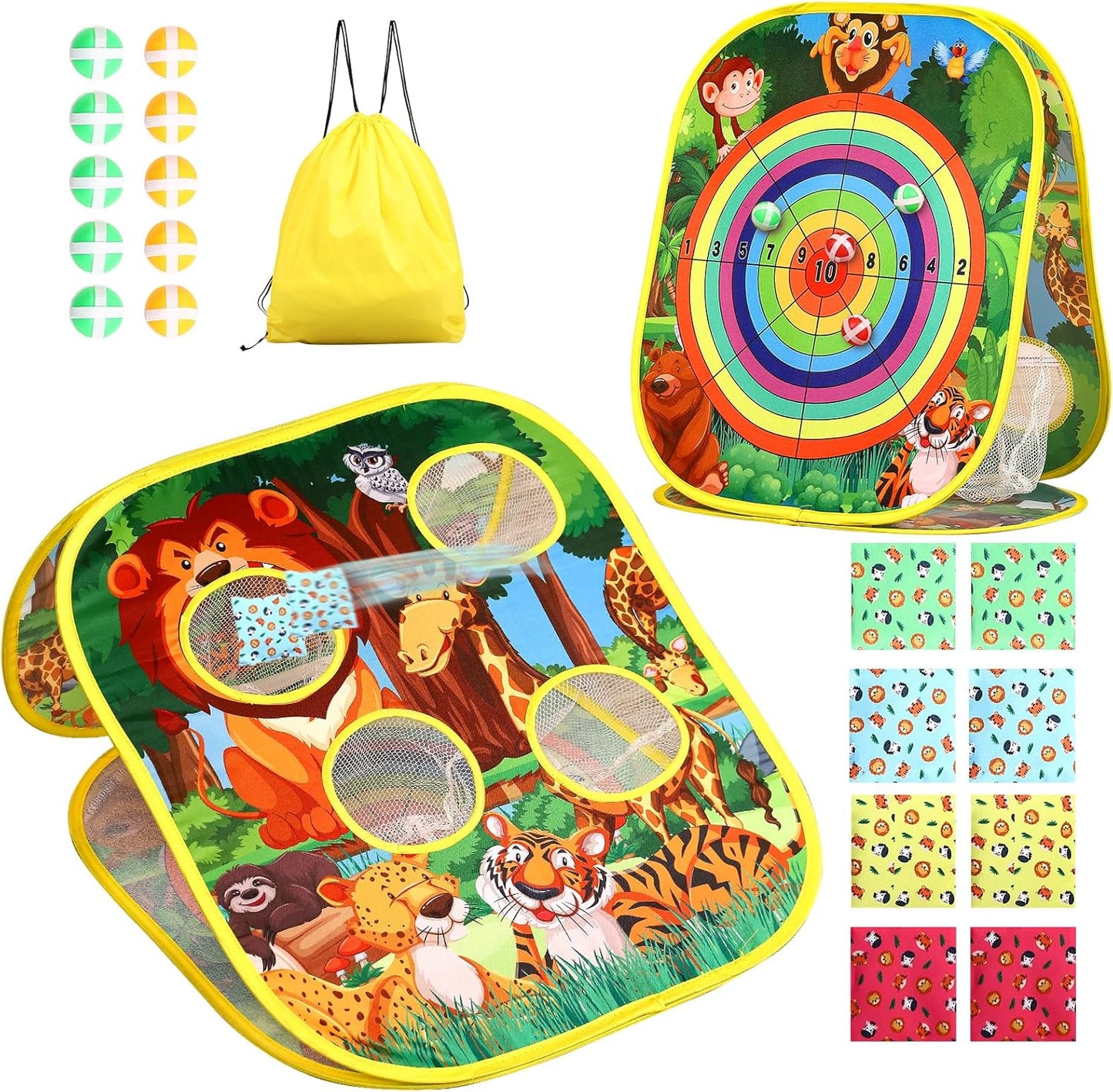 Bean Bag Toss Game for Kids/Double-Sided Foldable Cornhole Board/Backyard Beach Yard Outdoor Toys for Kids Ages 4-8/5-Second Setup/Party Supplies for Kids