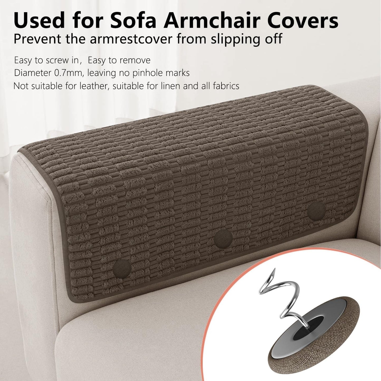 12 Colors Fabric Covered Button Twist Pins Dust Ruffle Pins- for Sofa，Upholstery，Armchair Caddies, Armrest Covers,Bed Skirts, Slipcovers, Headliners (Brown, 24)