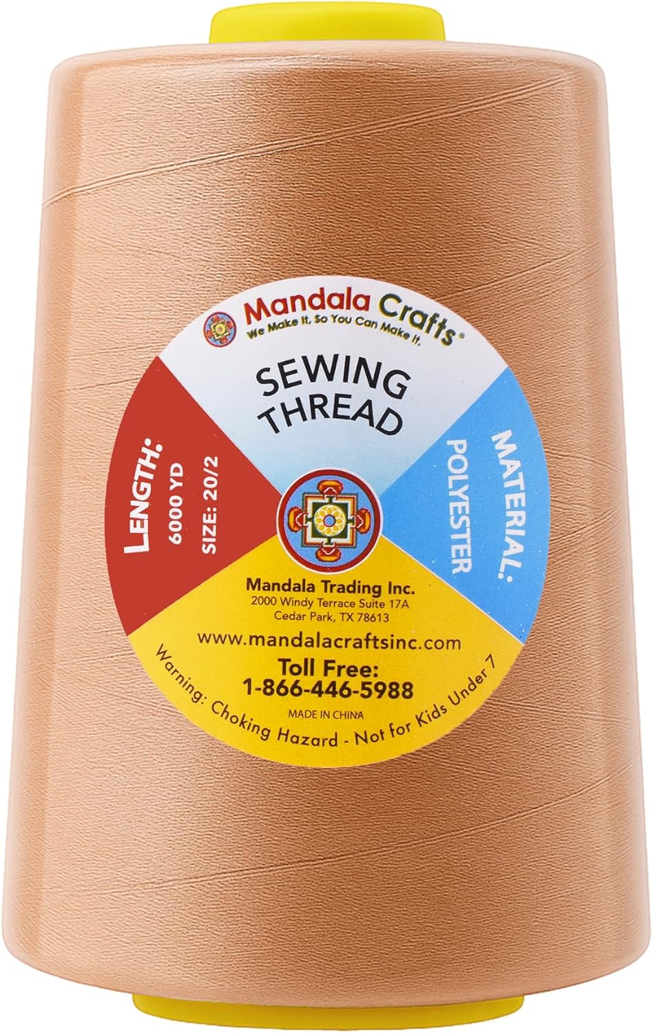 Mandala Crafts 4 Pack of Serger Threads Cones Spools - 20S/2 24000 Yards Polyester Copper Threads for Sergers Machine and Overlock Quilting Sewing Machine