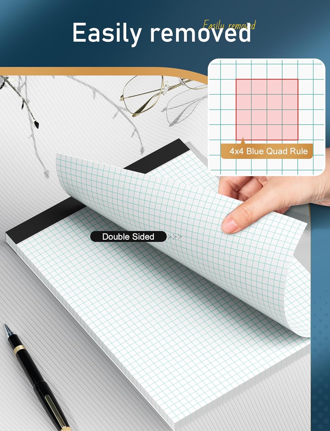 Graph Paper Pad 8.5 x 11, 24 Pack, 4x4 Graph Ruled, Grid Paper Pad 8-1/2" x 11", Blueprint Quadrille Pad, Easy Tears Off, Grid Pad Notebook 8.5 x 11, White 70 GSM Graft Paper, 30 Sheets/Pad