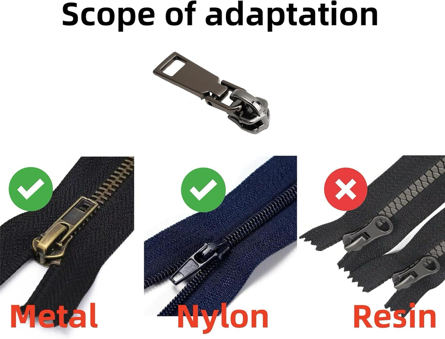 AKTIOIN Metal Zipper Repair Kit for Jackets, Luggage, Bags, Backpack, No Sewing Required Detachable Zip Heads Zipper Pull Replacement (#5 Black)