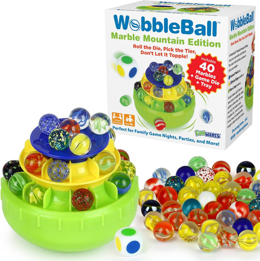 Funwares WobbleBall 3-Tier Marble Balance Game, 40 Marbles Included, Skill & Dexterity Games for Kids & Adults, Family Party Game for 1-4 Players, Ages 6+