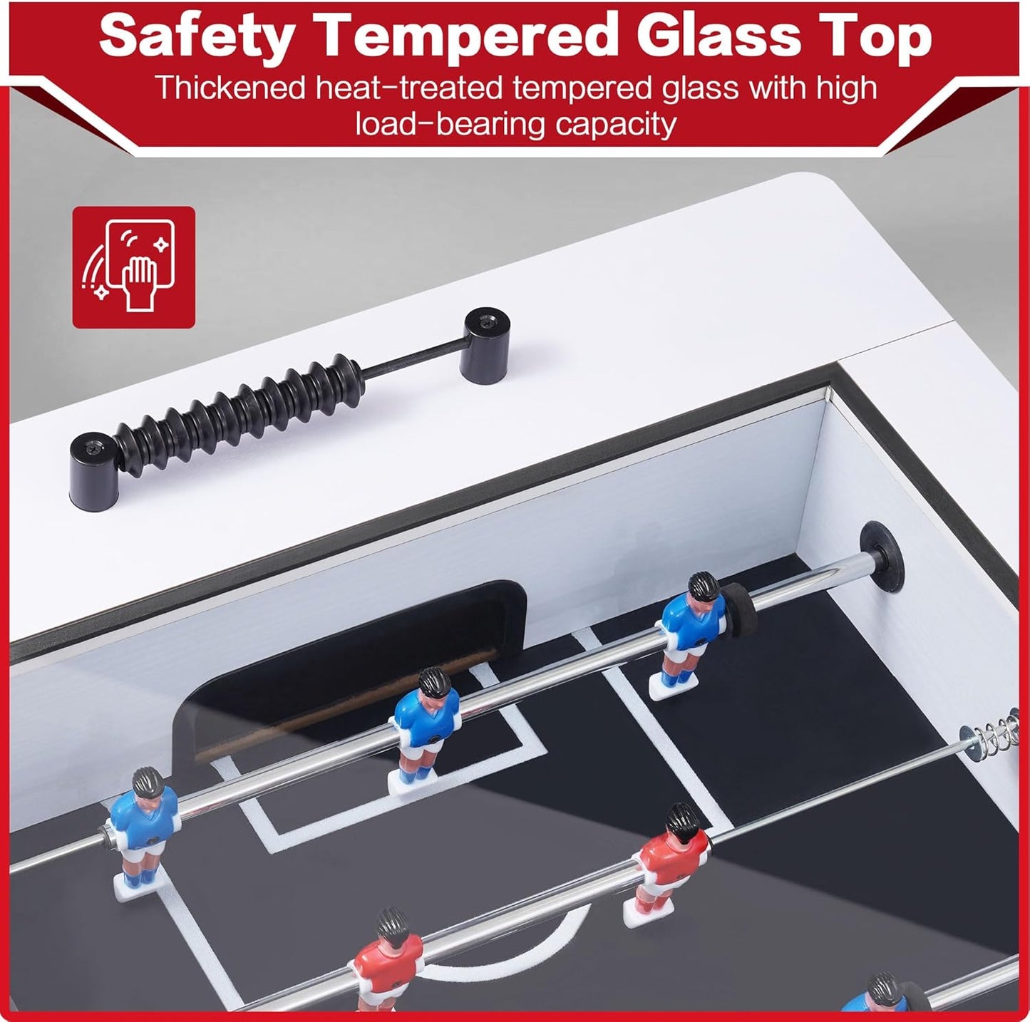 Foosball Coffee Table, 42" Soccer Game Table with Tempered Glass, Modern Game Table with 2 Balls for Adults, Kids, Home, Indoor Family Living Room